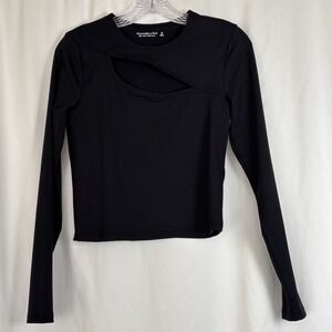 Abercrombie & Fitch Black Cutout‎ Long Sleeve Crop Top Juniors Size M